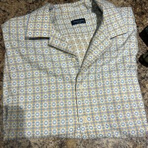 Proper Cloth Men's Blue and Yellow Patterned Shirt
